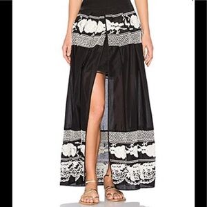 Aijek Andrea Embroidered Maxi Skirt in Black & White Size Medium